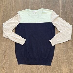 OLD NAVY TEAL, NAVY, AND GREY COLOR BLOCK SWEATER - Size Small SKU:4